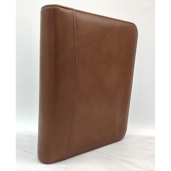 Franklin Covey Zip Leather Planner 7 Ring Leadership Model 1995 Brown 9x11" - Picture 1 of 14